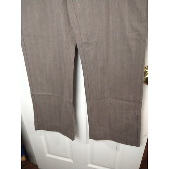 Riders By Lee Woman 14M Trouser Pants Brown Striped Pocket Straight - Picture 3 of 11